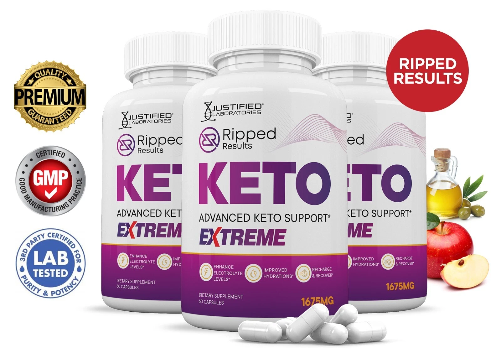 Ripped Result Keto ACV Extreme Pills 1675MG Stronger Thn Gummy Keto Support 3 Pk