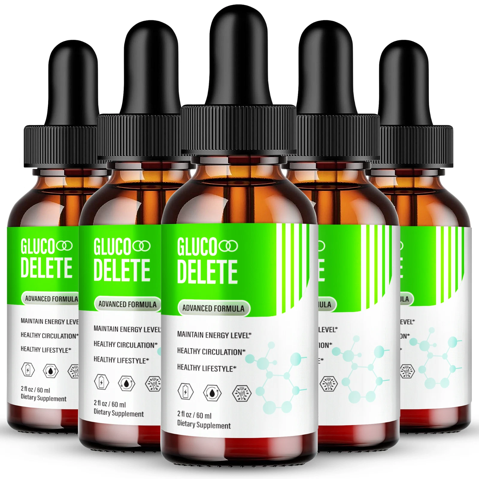 (5 Pack) Gluco Delete Drops, Advanced Formula Support Healthy Blood Circulation