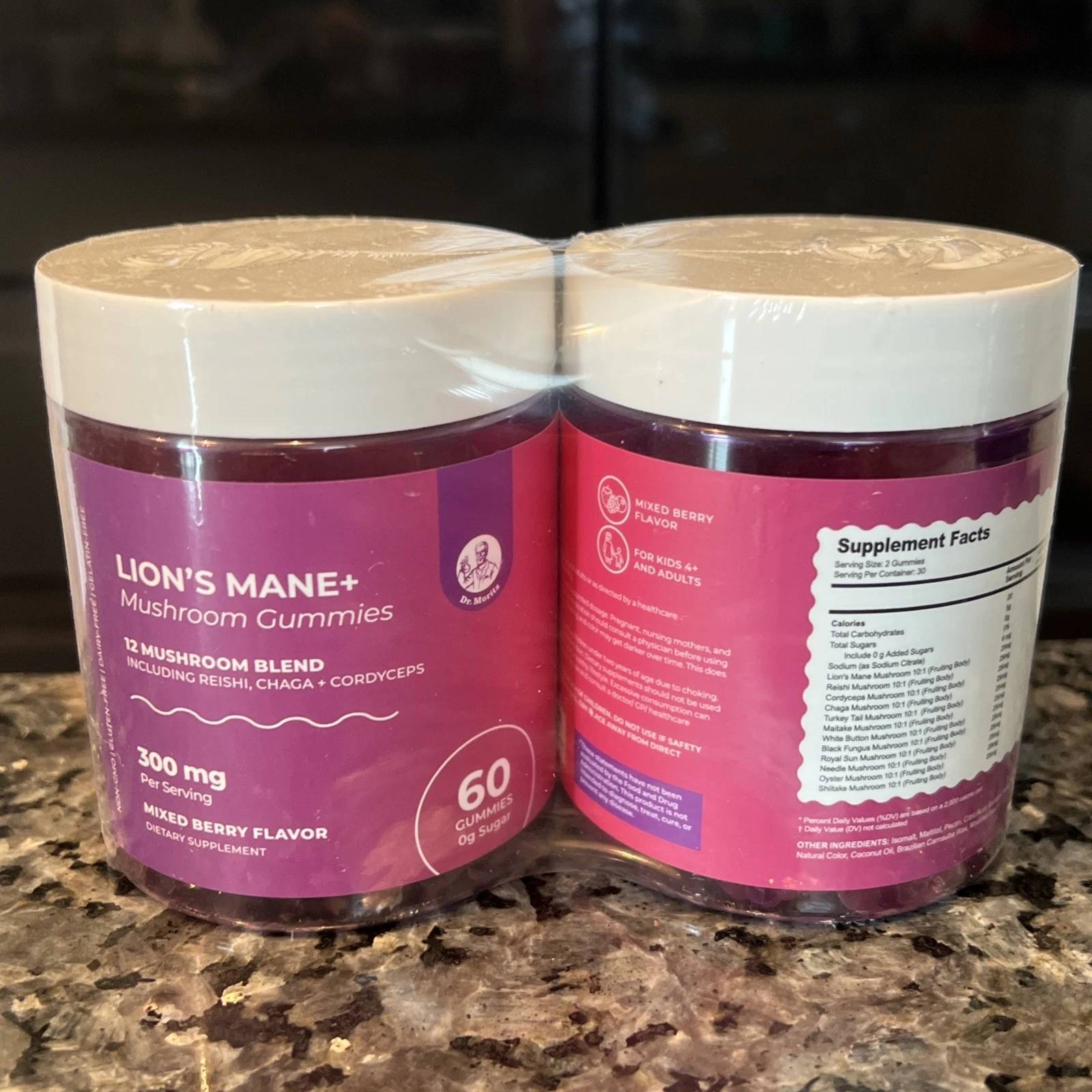 Lions Mane Mushroom Gummies Reishi, Chaga, 12-in-1 Blend (2-PACK) 120 Count