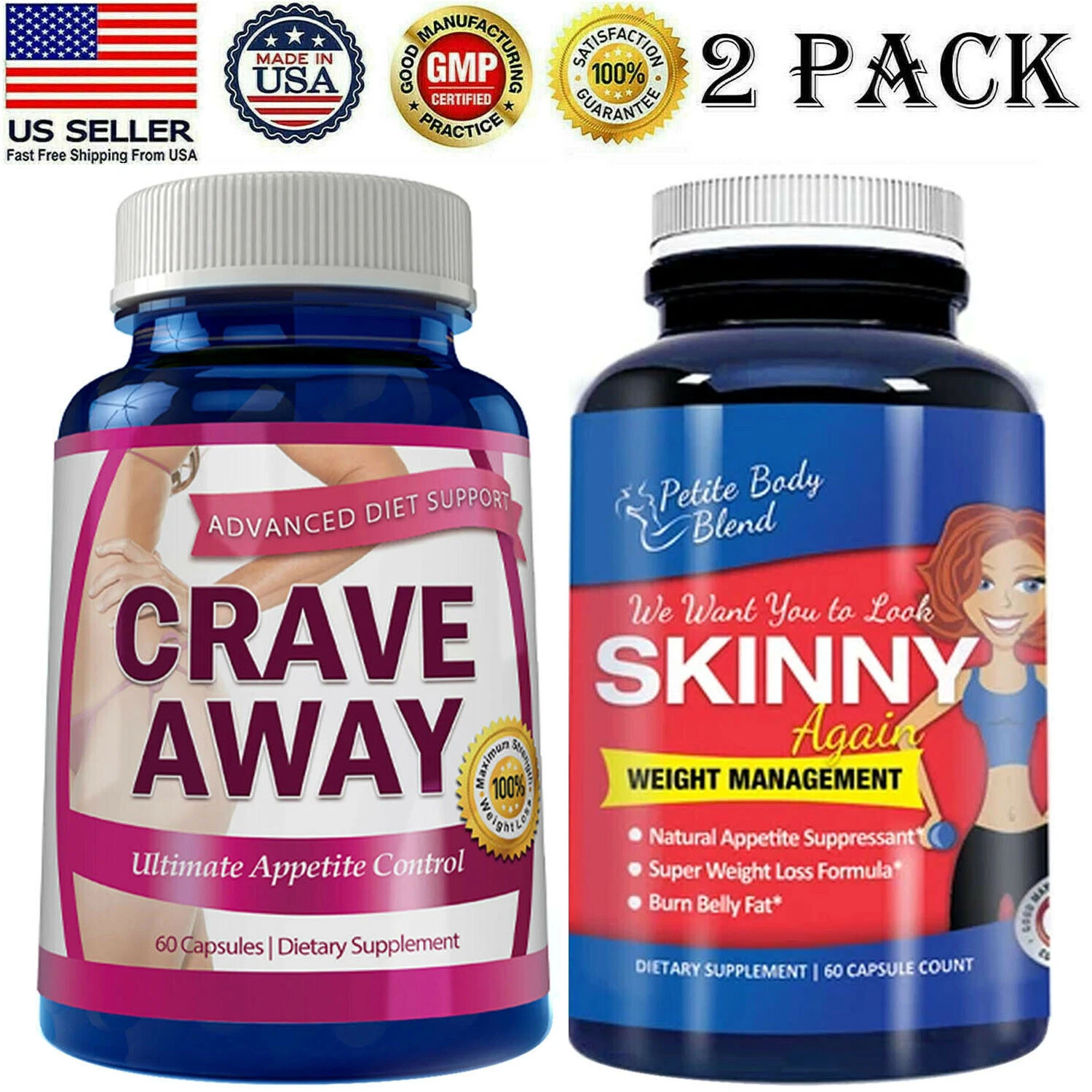 Crave Away Appetite Control Skinny Again Weight Management Dietary Supplements