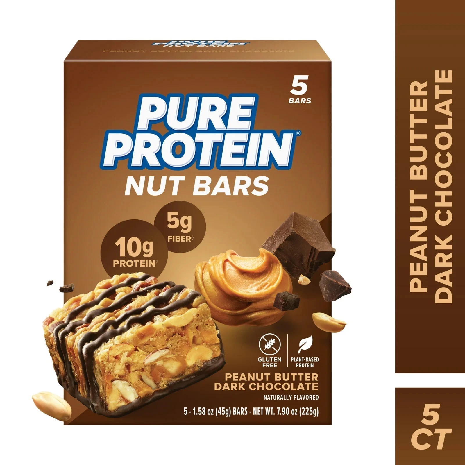 Pure protein Nut Bars, high Protein, Peanut Butter Dark chocolate, 5 Count.....