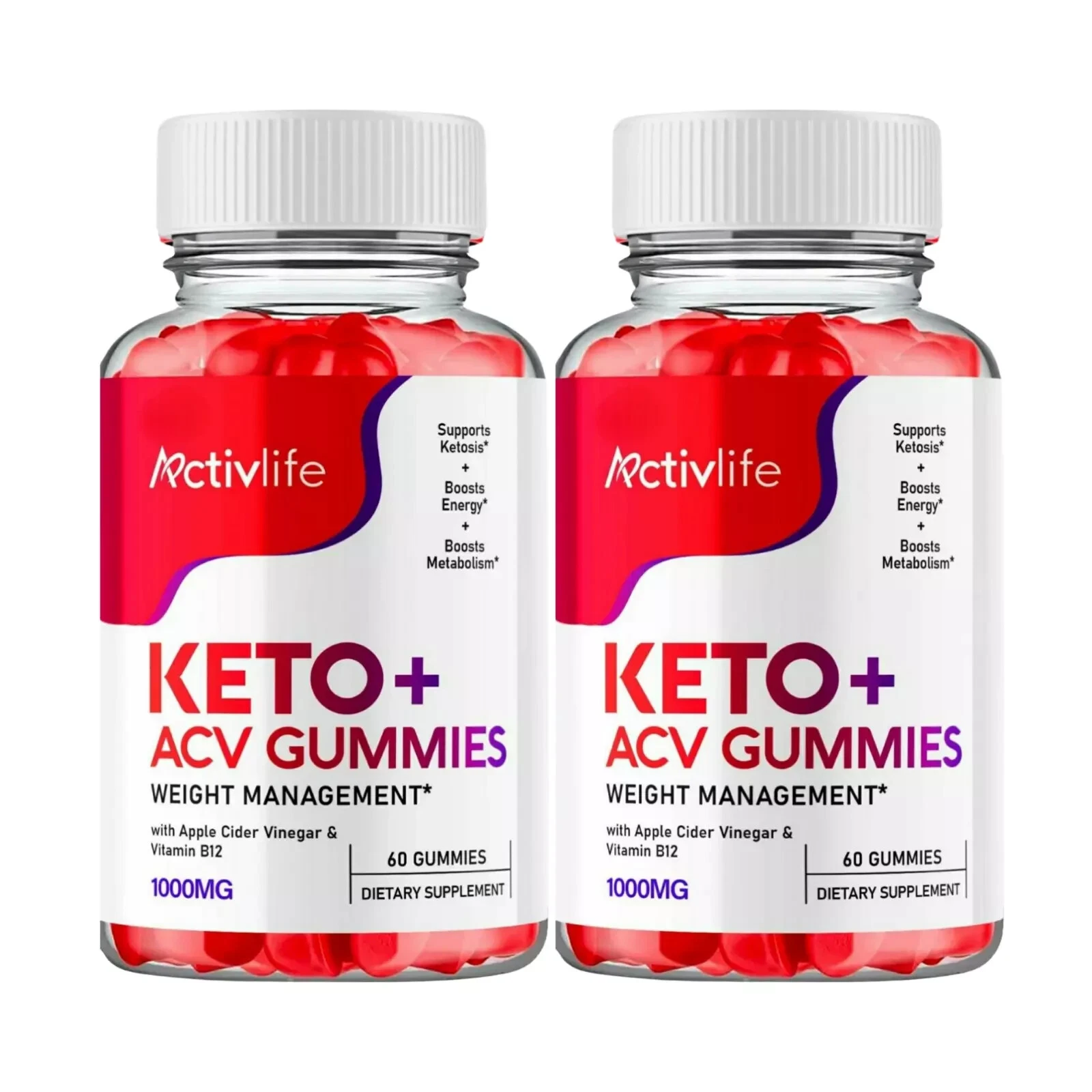 2-Pack ActivLife Keto ACV gummies, ActivLife Gummies Weight Loss (120 Gummies)