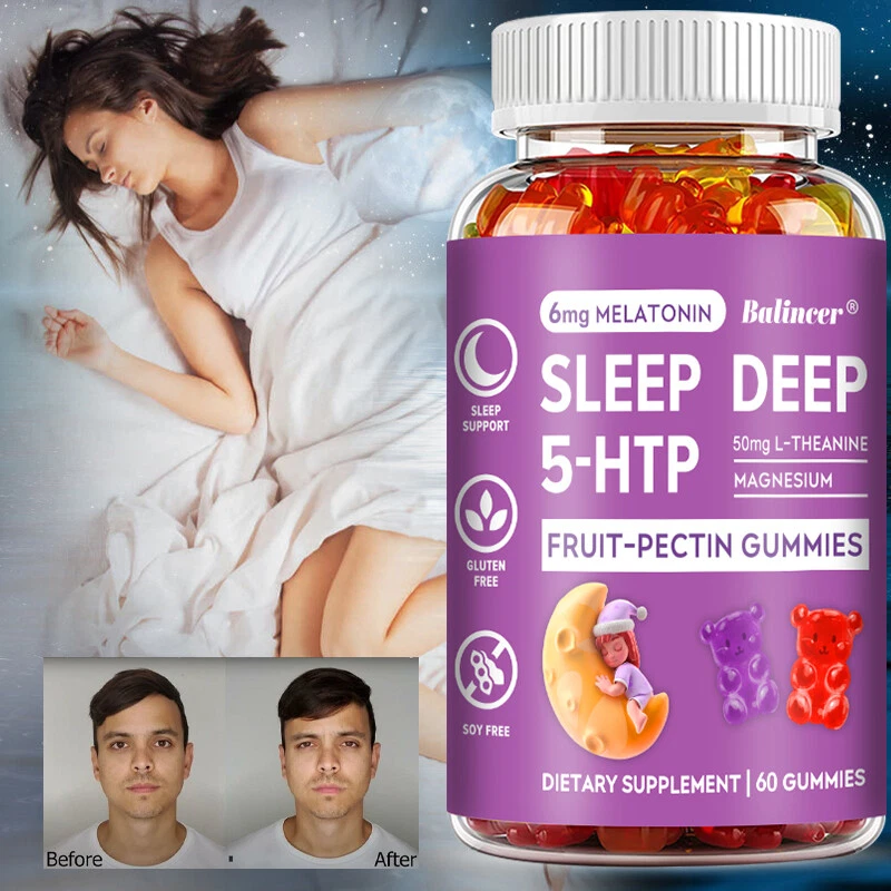Natural Sleep Aid Gummies 5-HTP Disturbed Sleep Stress Relief Sleeping vegan new
