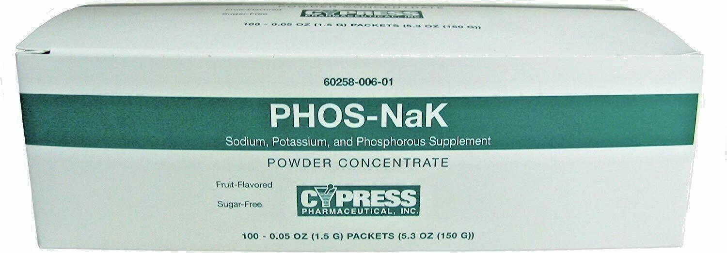 Cypress Pharmaceutical Phos Nak Fruit Flavored Powder Packets 100ct -Exp 11-2026