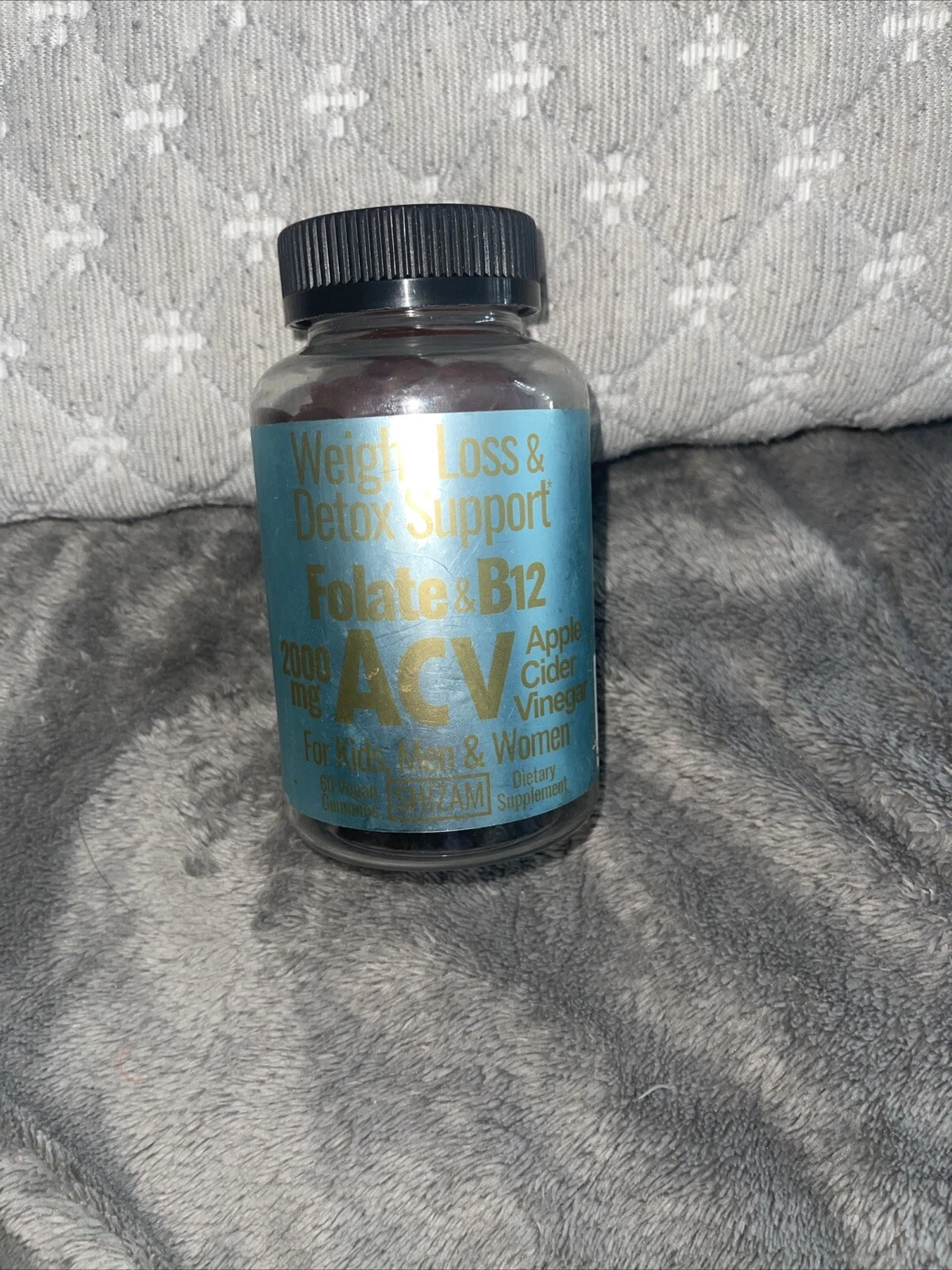 SHIZAM ACV GUMMIES FOLATE+B12 Metabolic Detoxification+Weight Loss Support 60