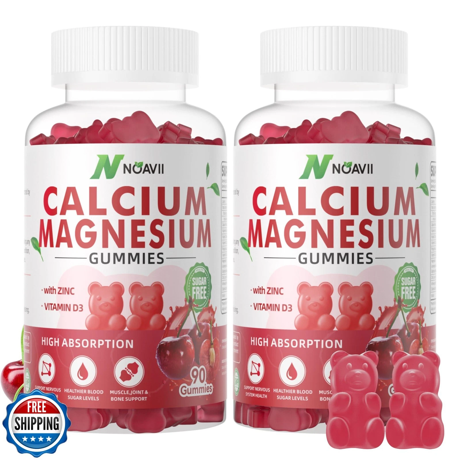Calcium Magnesium Zinc Gummies with Vitamin D3, ashwagandha Supplement - High