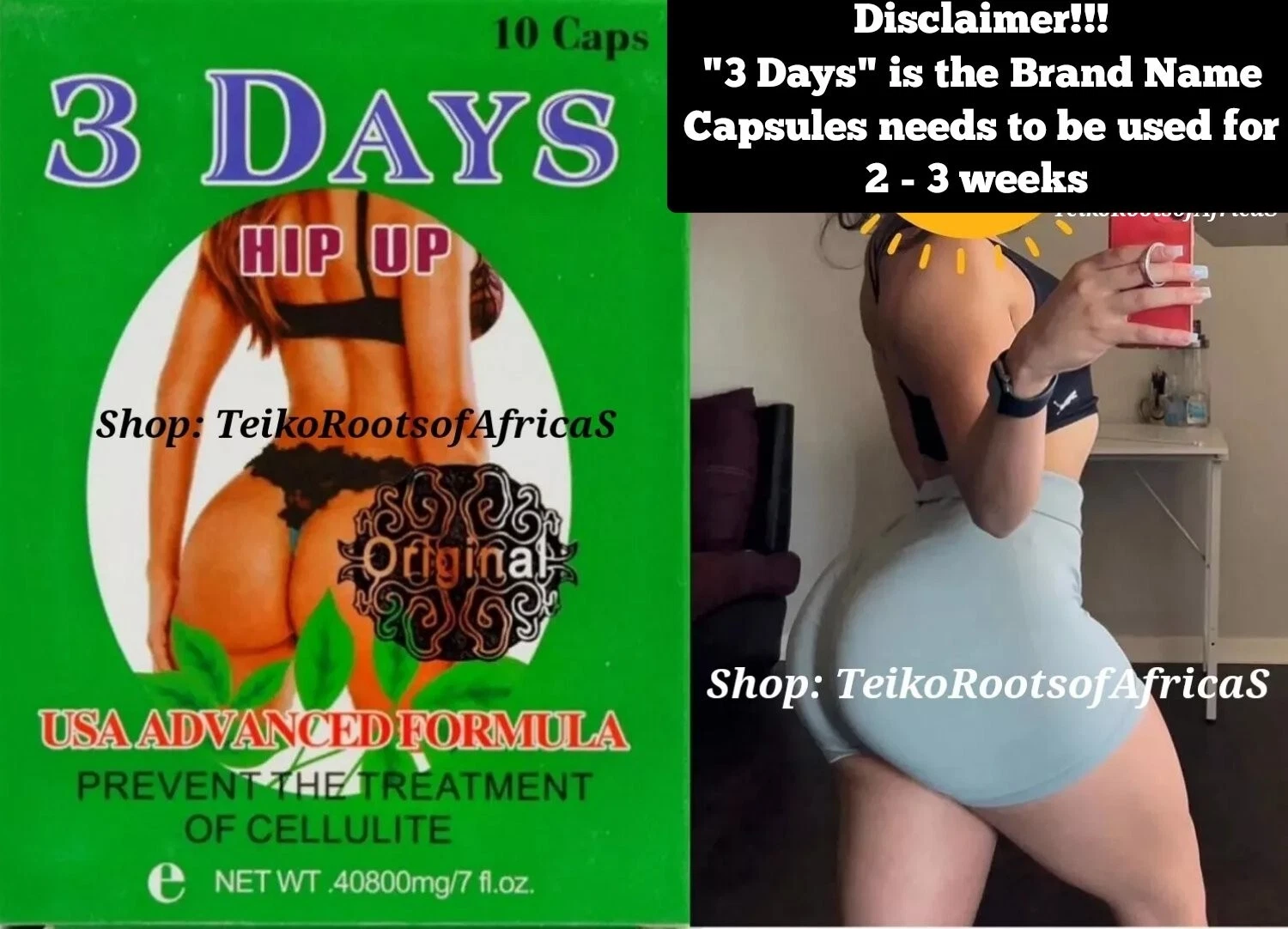 3 DAYS HIP UP BUTT PILLS AND HIPS PILLs ORIGINAL BIG BUTTS, Free FAST SHIPMENT