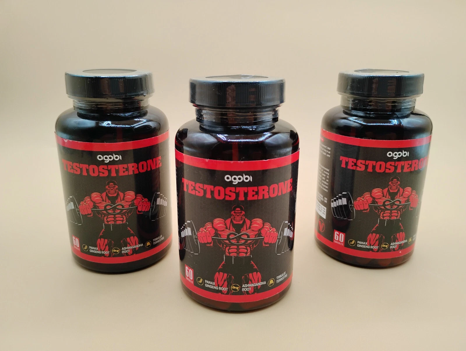3 bottles Agobi Testosterone Booster -60pcs ea. 180 exp 3/2028