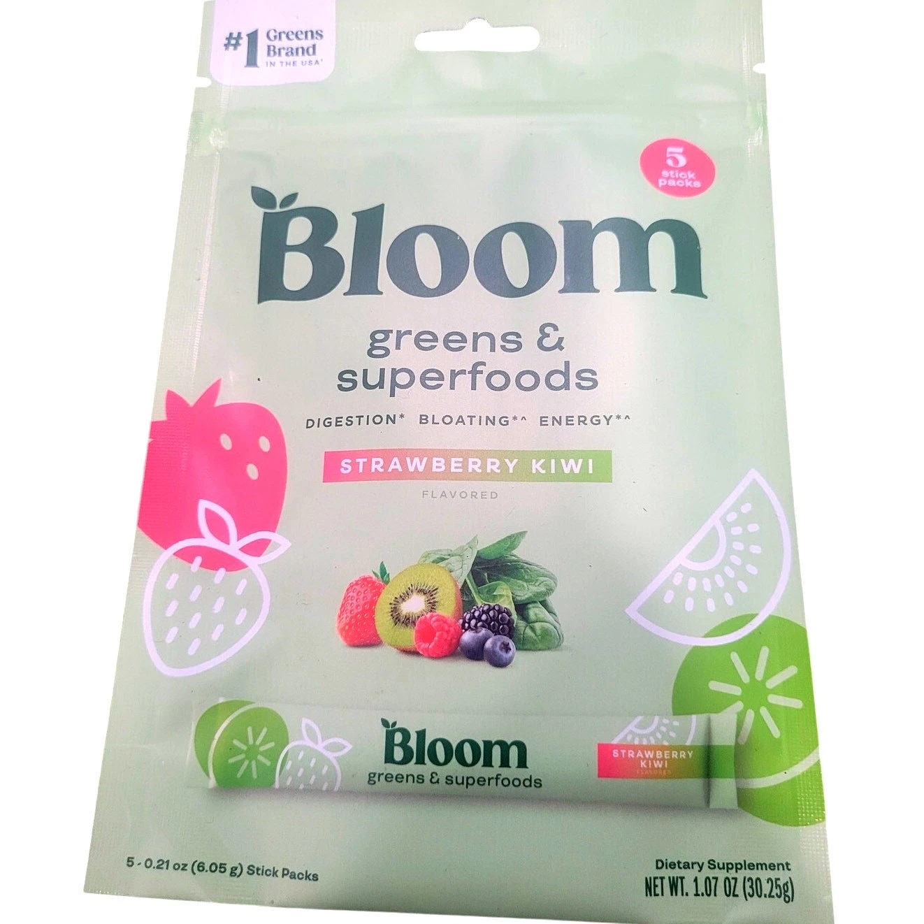 Bloom Nutrition Greens Superfoods Powder 20 Sticks Orange Passion fruit 6/26