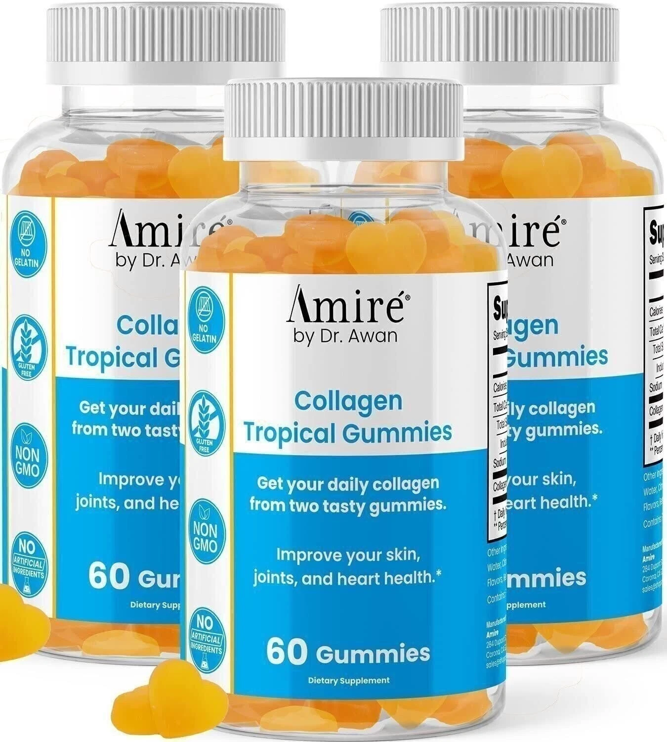 Amire by Dr. Awan Tropical Collagen Gummies, Supports Skin, Joints, and Heart...