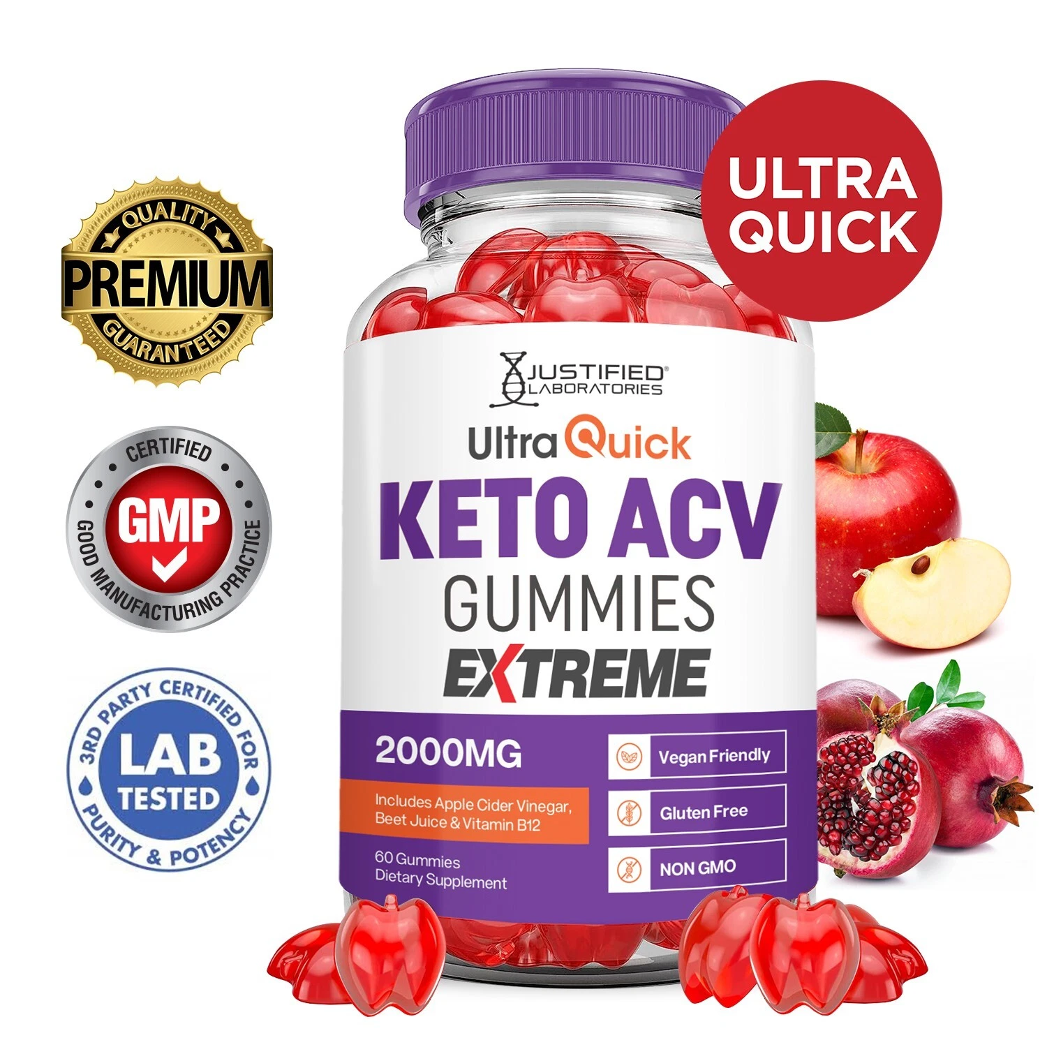 Ultra Quick Keto Extreme ACV Gummies 2000MG Apple Cider Vinegar 60 Gummys