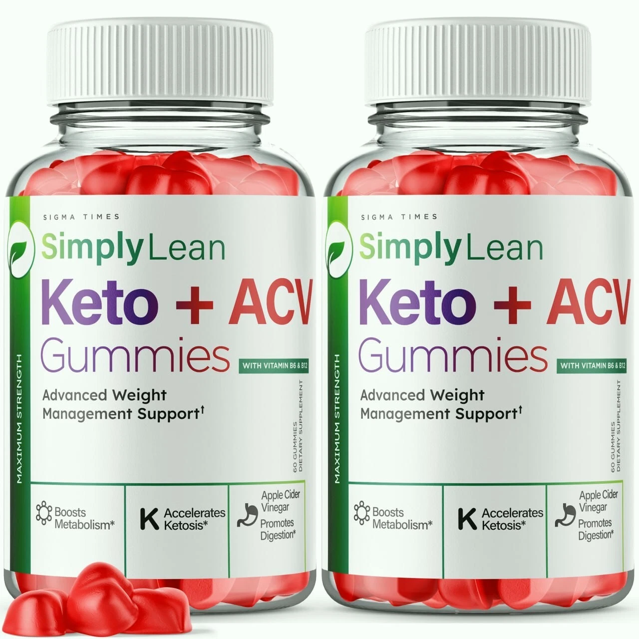 (2 Pack) Simply Lean Keto + ACV Gummies for Advanced Weight Loss and Energy
