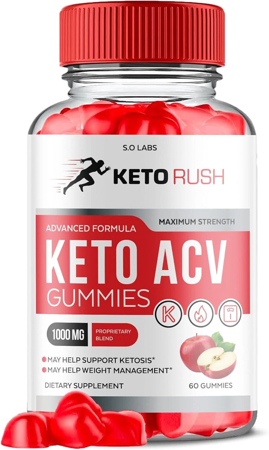 Keto Rush ACV Gummies, Keto Rush Apple Cider Vinegar Keto Support (60 Gummies)