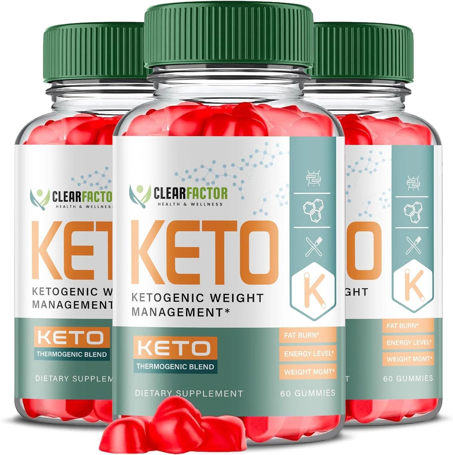 (3 Pack) Clear Factor Keto Gummies for Weight Loss and Energy (180 Gummies)