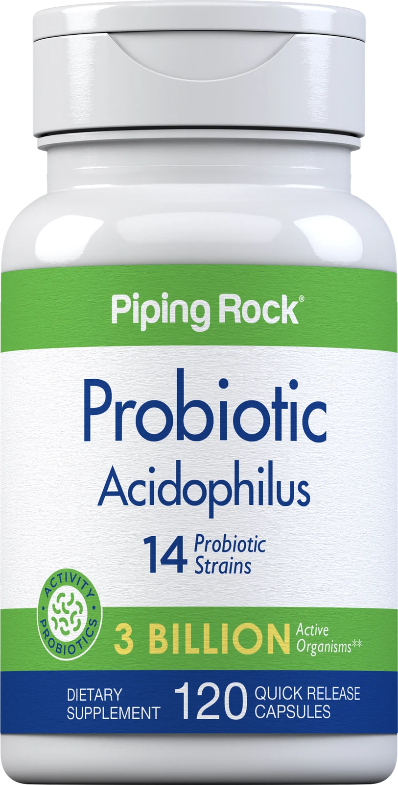 Probiotic Acidophilus Capsules | 3 Billion Live Cultures | by Piping Rock