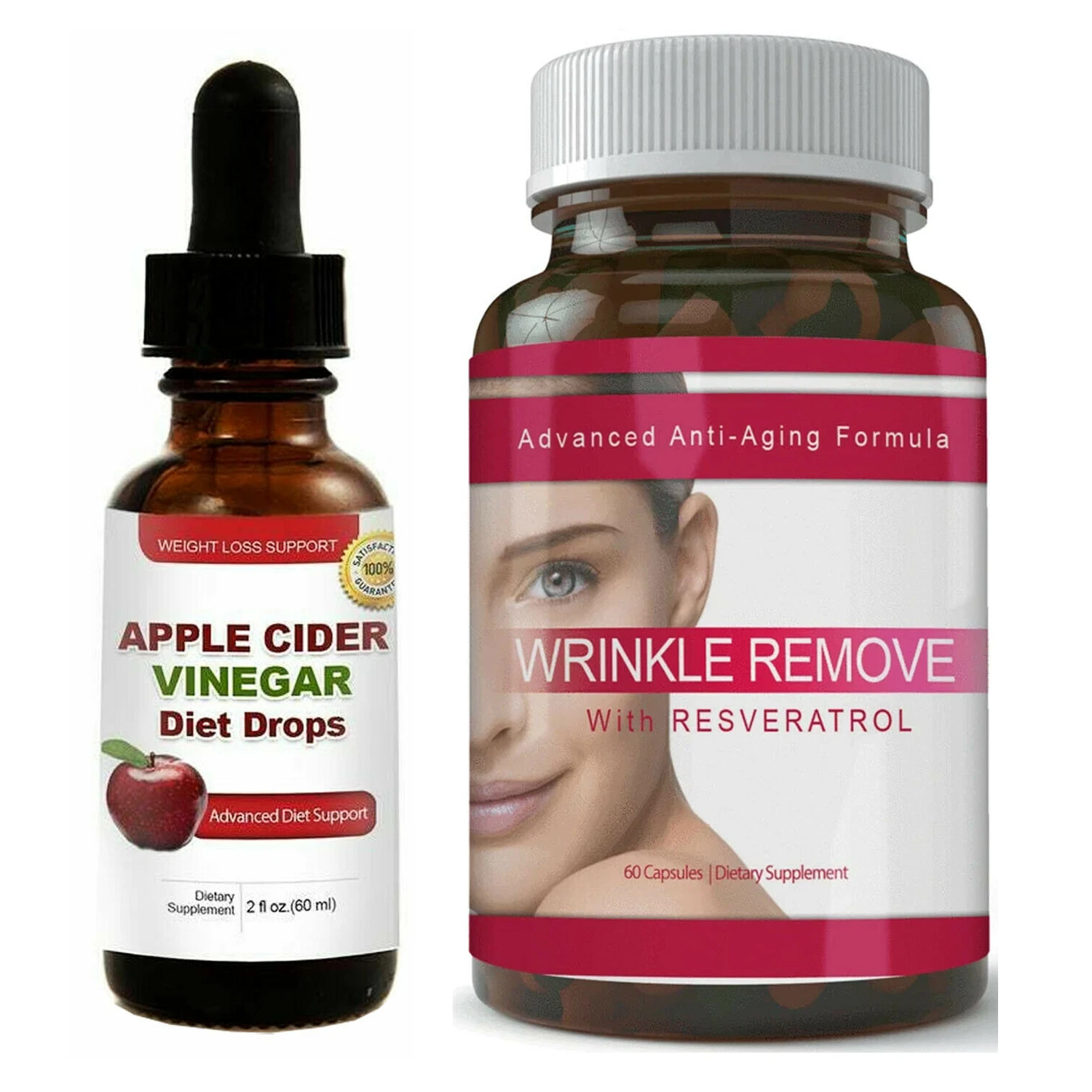 Apple Cider Vinegar Weight Loss Diet Drops Wrinkle Remove Anti-Aging Supplements