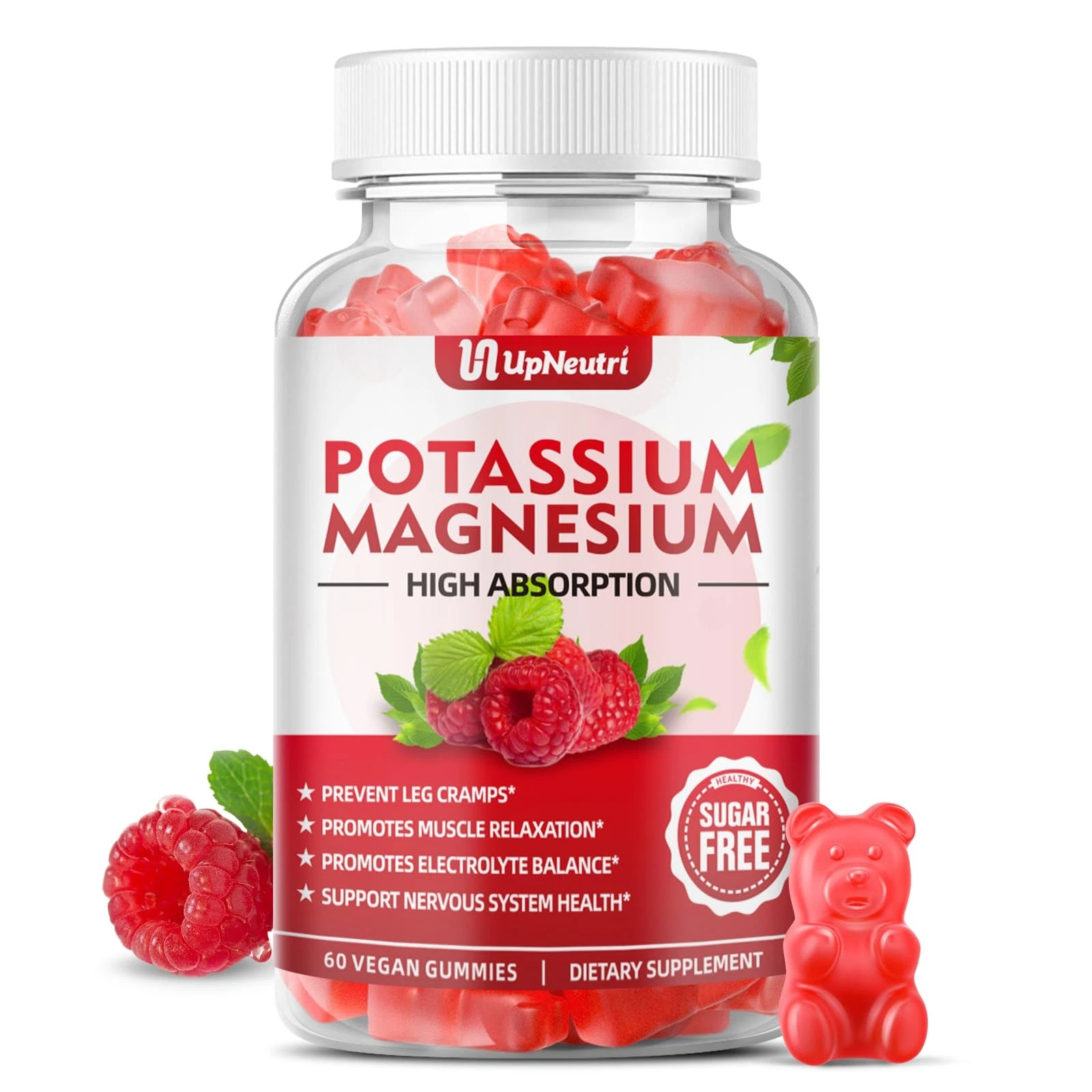 Potassium Magnesium Supplement Gummies for Adults Kids, Sugar-Free Potassium Cit