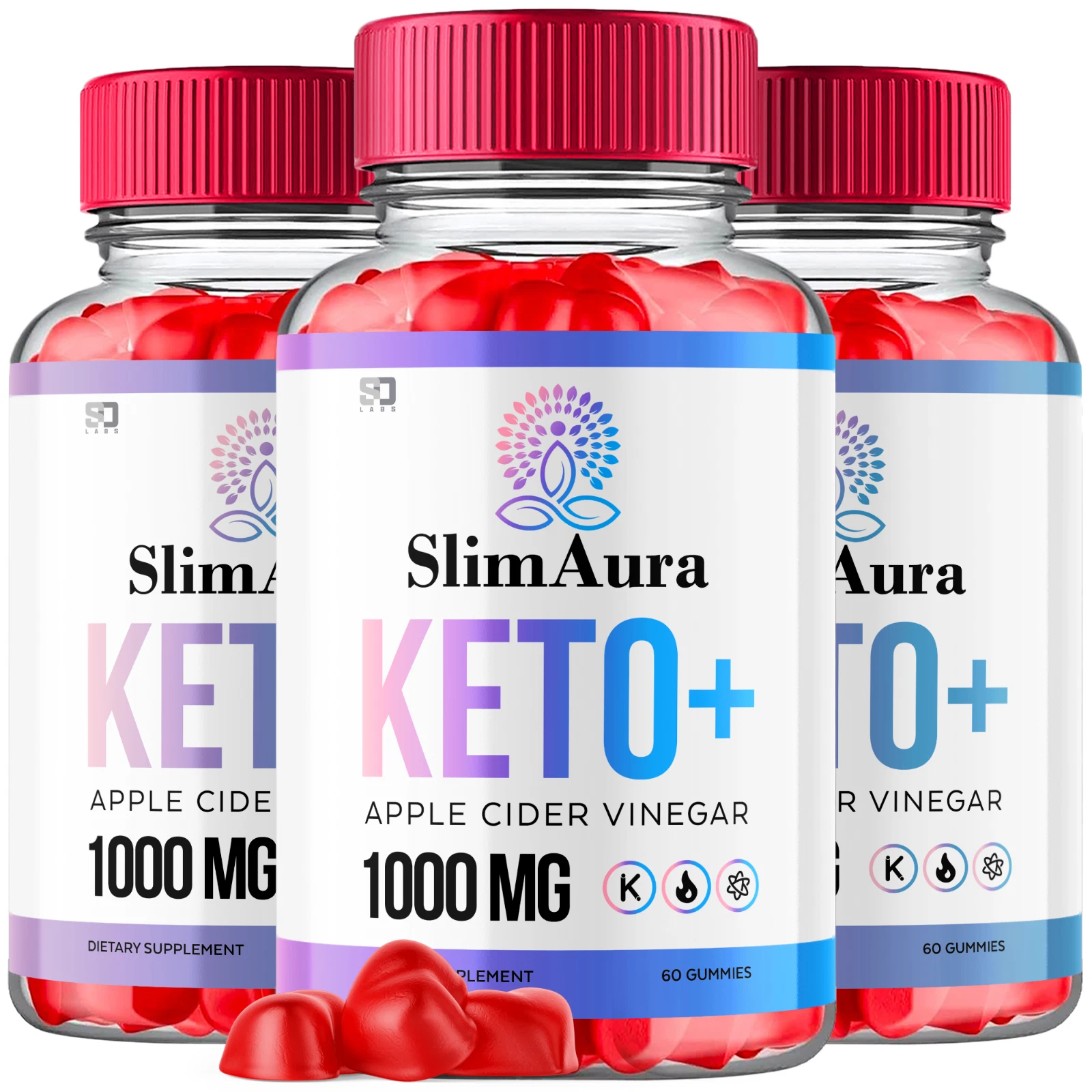 (3 Pack) Slim Aura Keto ACV Gummies - For Weight Management & Healthy Body 180ct