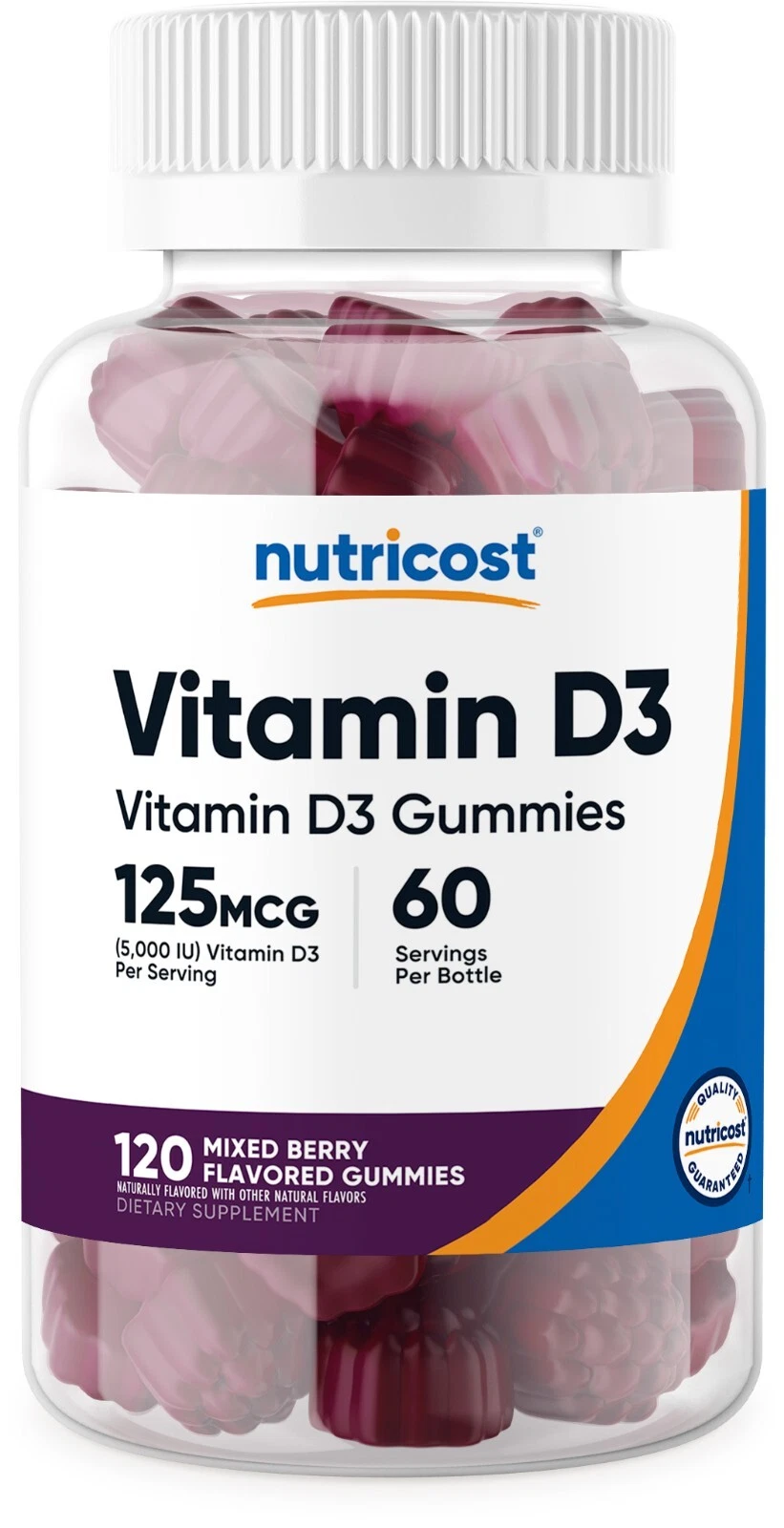 Nutricost Vitamin D3 Gummies 5,000 IU (125mcg), 120 Gummies - Mixed Berry Flavor