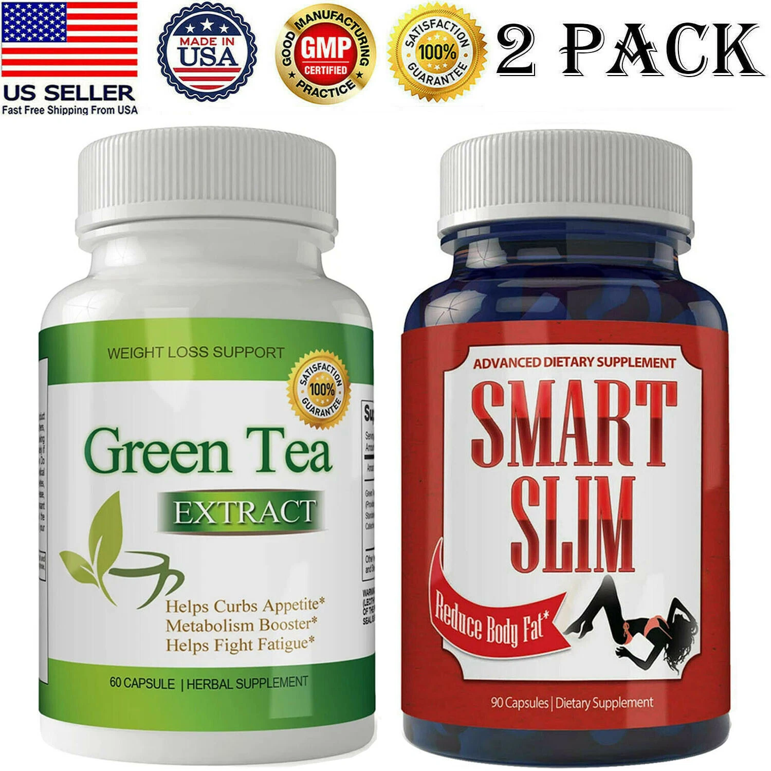 Green Tea Extract Weight Loss Metabolism Booster & Smart Slim Fat Burn Capsules