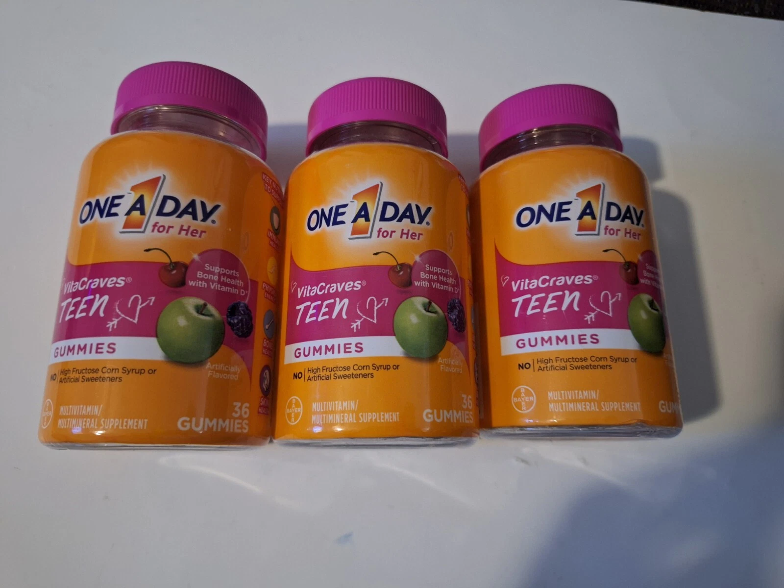 2 Bottles One a Day for Her Teen VitaCraves Gummies 36 in Each Bottle