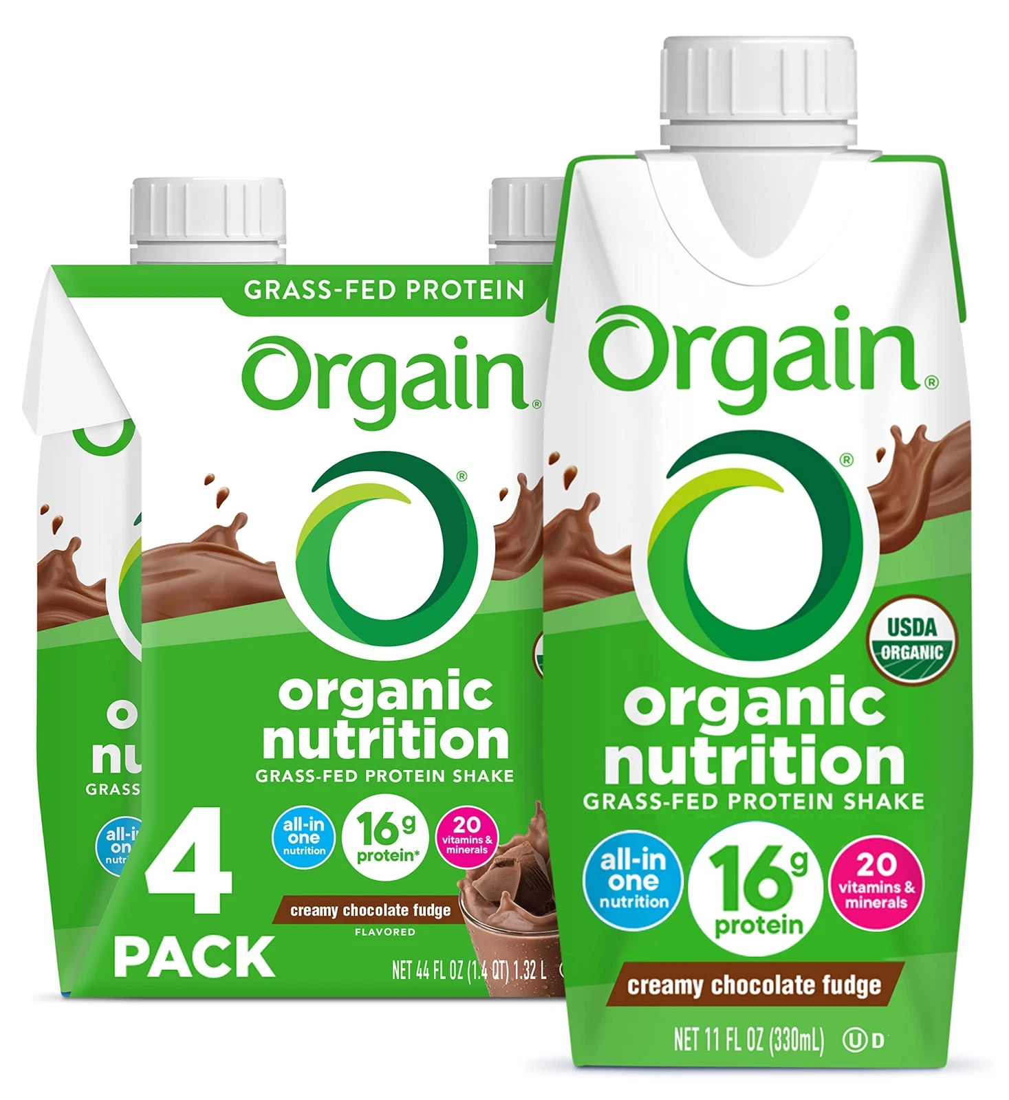 Orgain Organic Nutritional Protein Shake Creamy Chocolate Fudge - 16g Grass F...