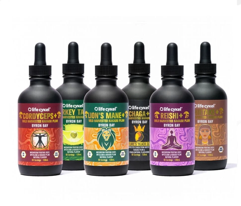 Life Cykel Mushrooms Extract + Wild Harvested Kakadu Plum 60 - 120ml Range