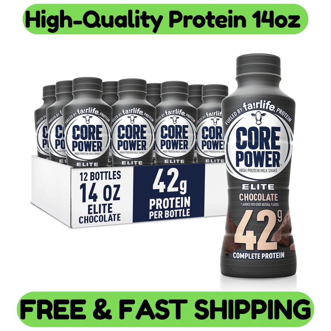 Core Power Elite High Protein Shake, Chocolate, 42g Bottle, 14oz, 12 Pack NEW