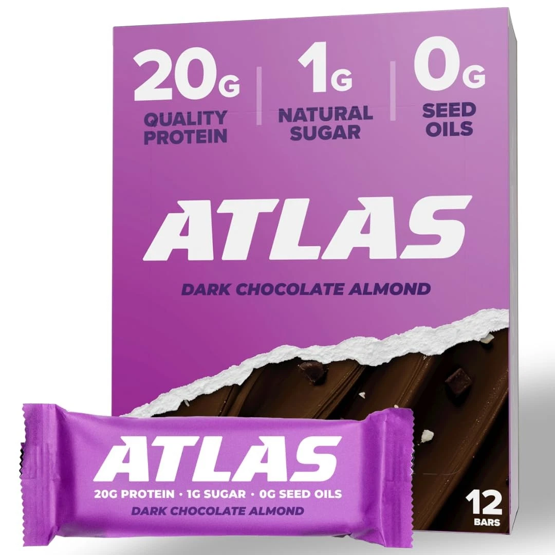 Atlas Protein Bar, 20g Protein, 1g Sugar, Clean Ingredients, Gluten Free -...