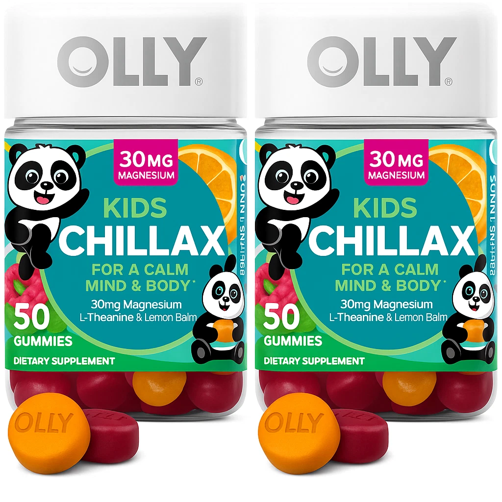 OLLY Kids Chillax Gummies 50ct, Magnesium + L-Theanine for Calm, 2 Pack