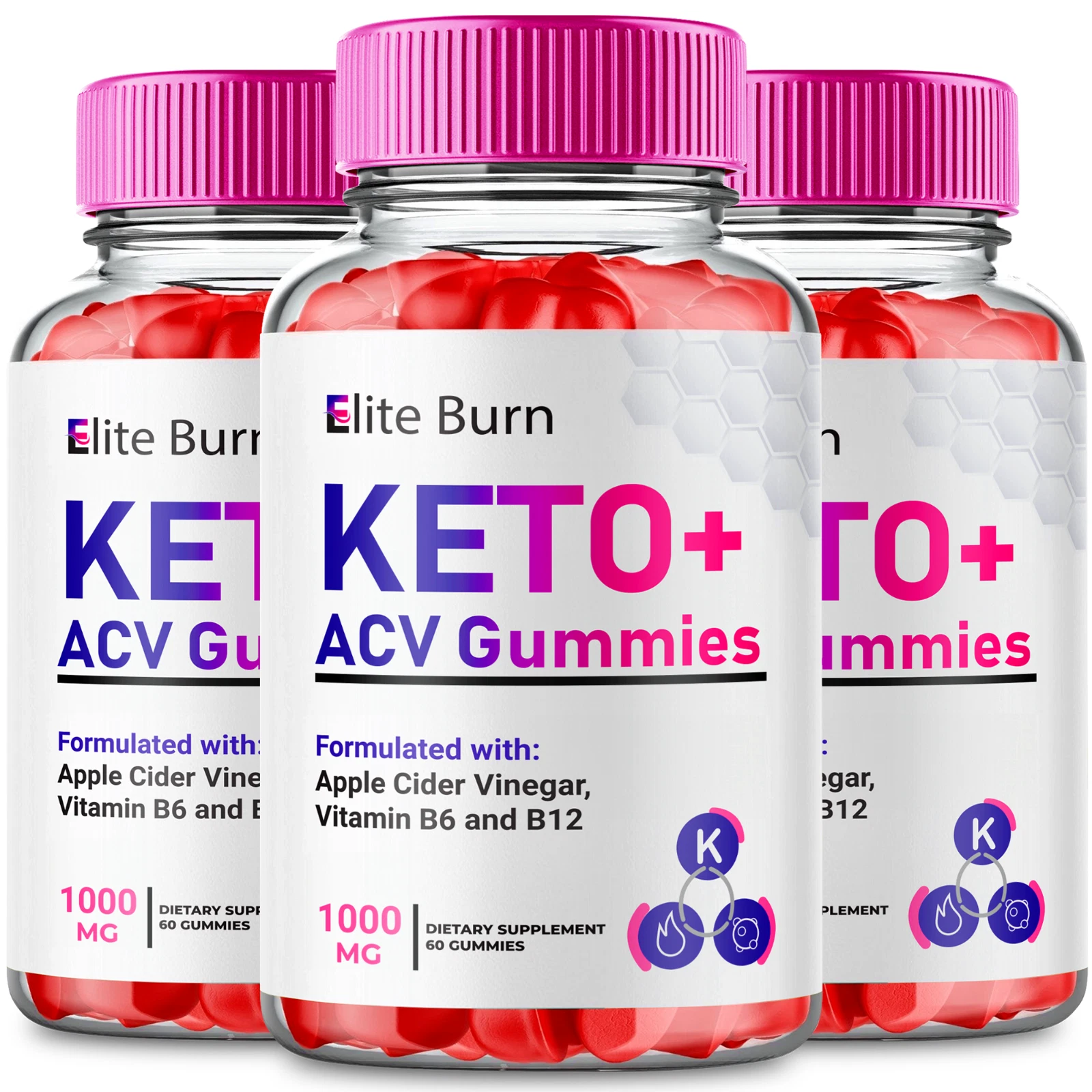 (3 Pack) Elite Burn ACV Gummies, Keto ACV for Weight Loss Gummy (180 Gummies)