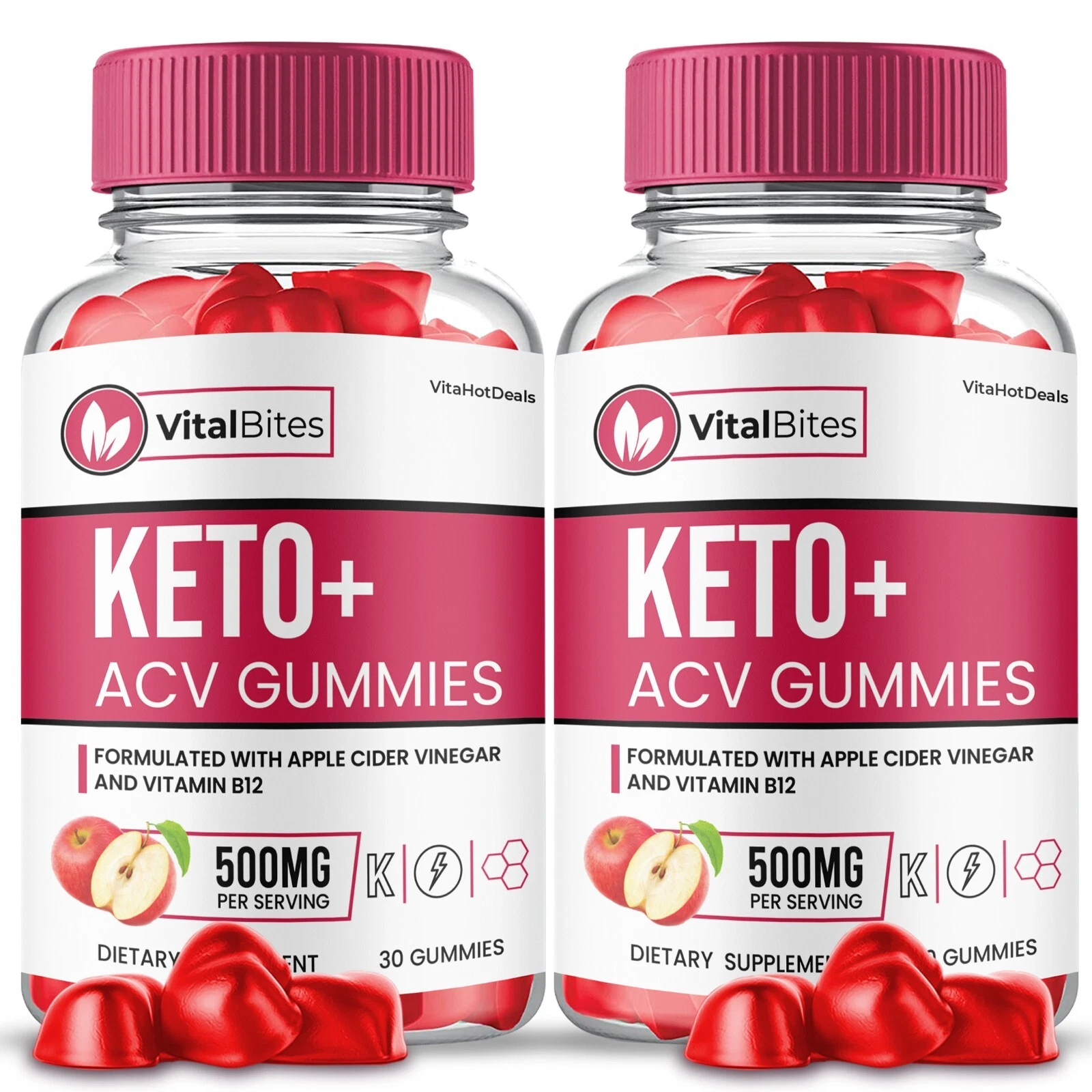 Vital Bites ACV Gummies, Max Strength Formula For Men and Women (2 Pack)