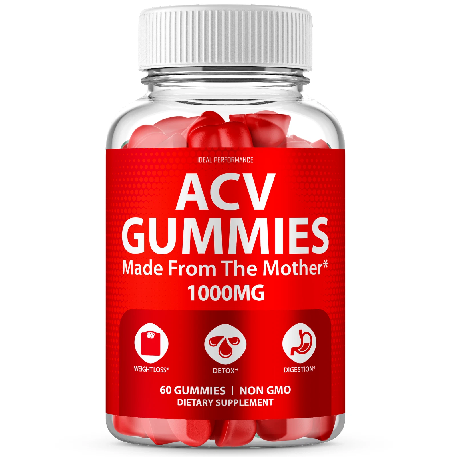 ACV Gummies with Mother 1000 mg Apple Cider Vinegar (60 Gummies)