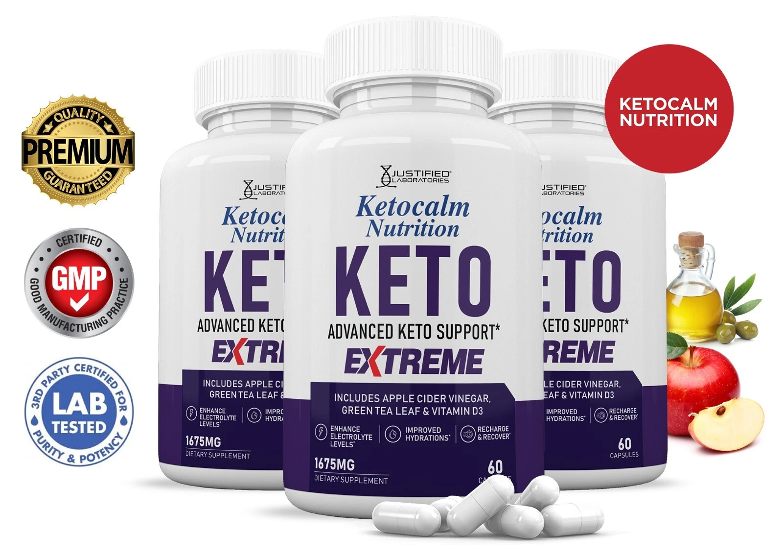 Keto Calm ACV Extreme Pills 1675 MG Stronger Than Gummies Keto Support 3Pk