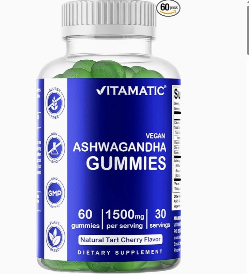 Vitamatic Ashwagandha Gummies 1500mg 60ct mood & stress mgmt