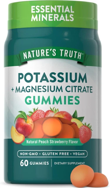 Potassium Magnesium Gummies 500Mg for Adults Kids Sugar-Free High Absorption Mag