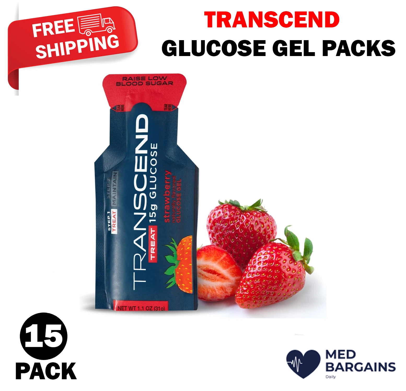 Transcend 15g Glucose Gels - 20 Pouch BULK