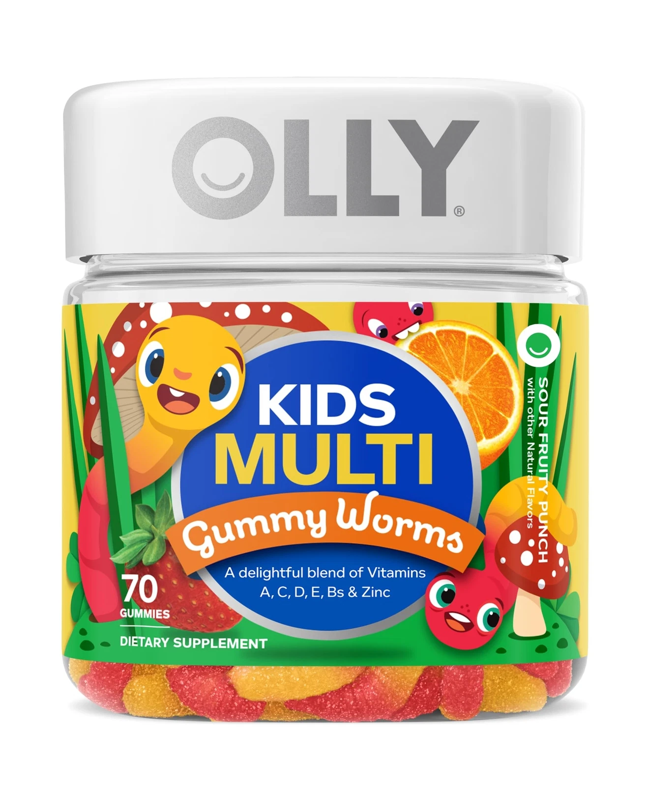 OLLY Kids Multi Gummy Worms 70 Count Fruity Punch Vitamins for Kids
