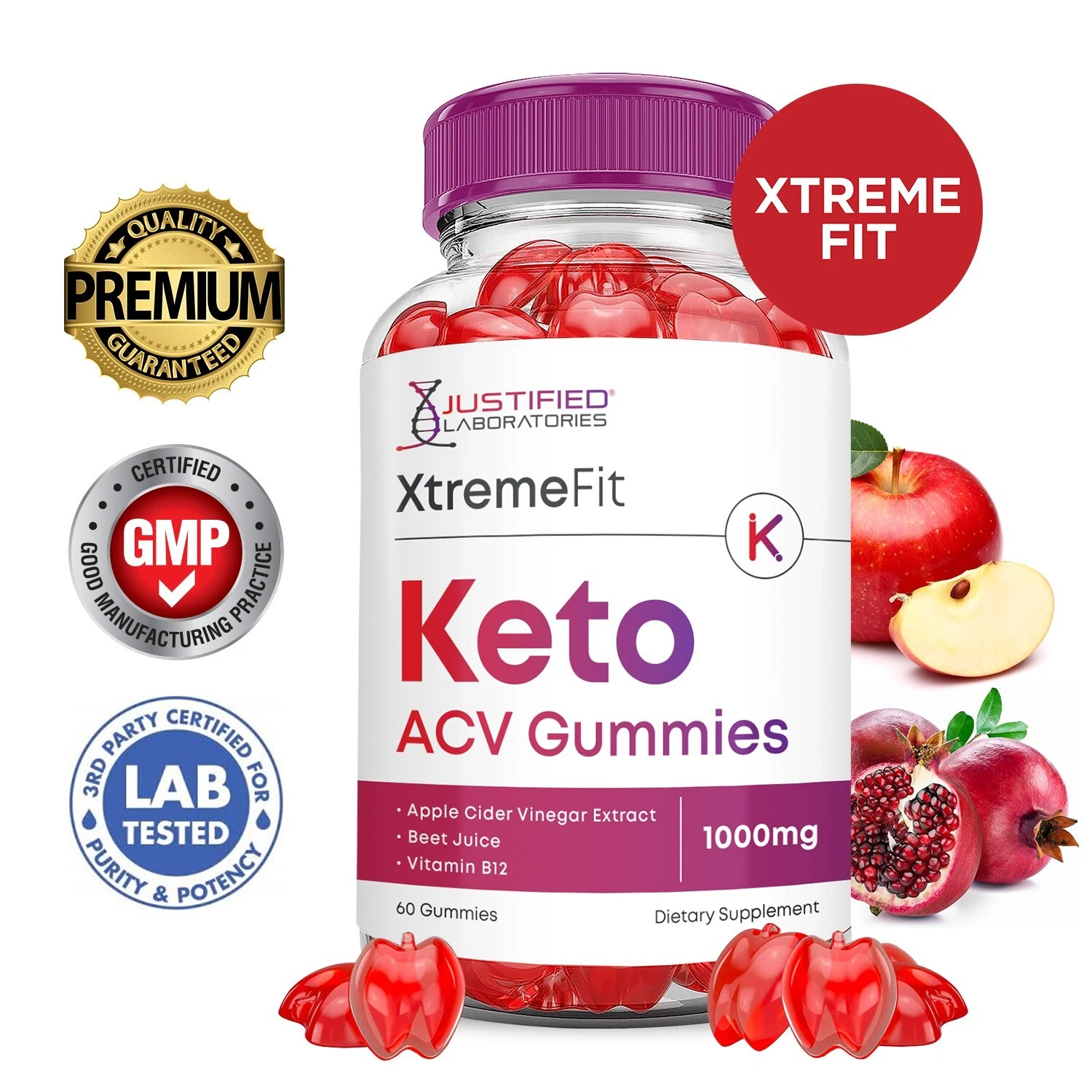 Xtreme Fit Keto ACV Gummies 1000MG Apple Cider Vinegar 60 Gummys