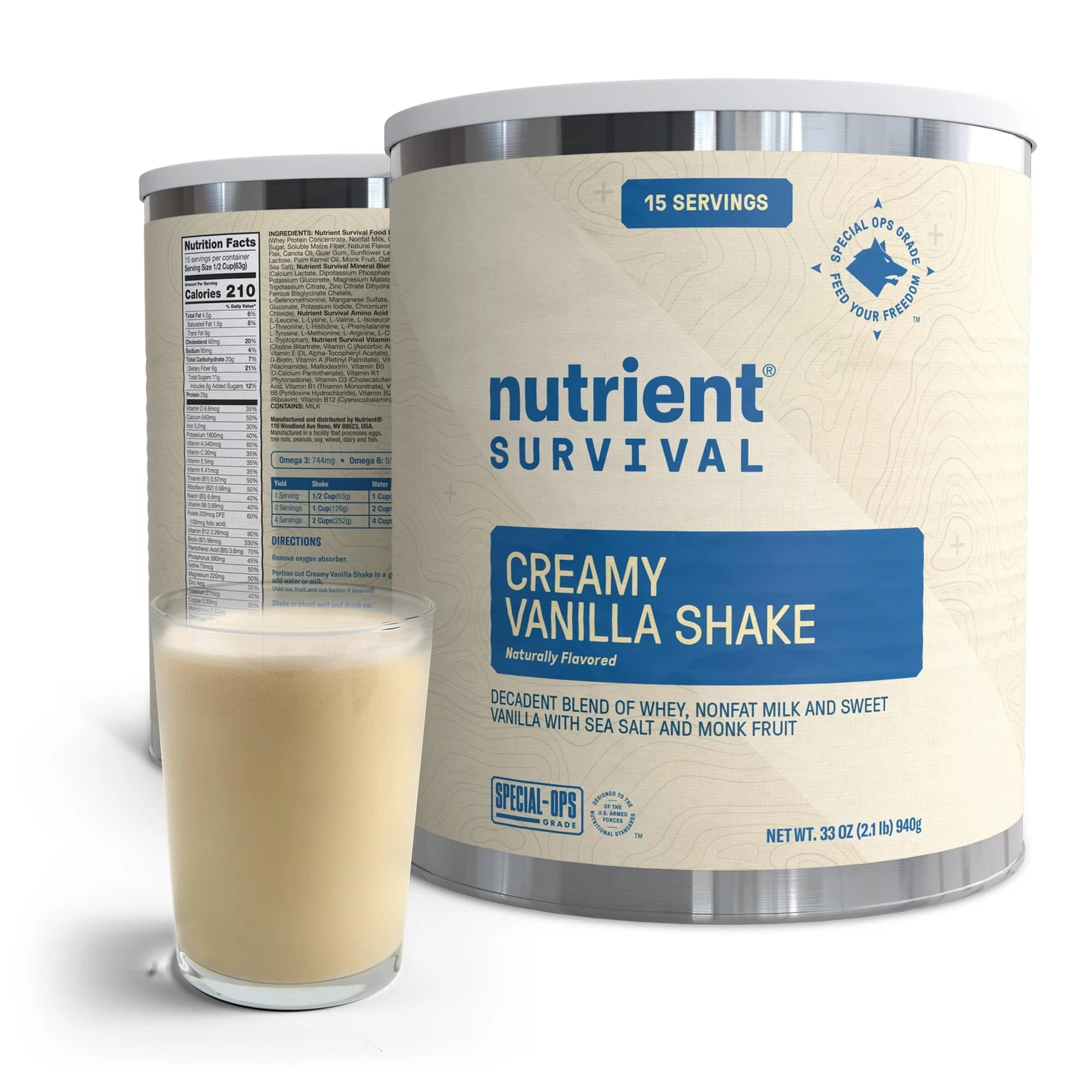 Nutrient Survival Protein Shake Creamy Vanilla Whey Protein Powder Freeze Dri...