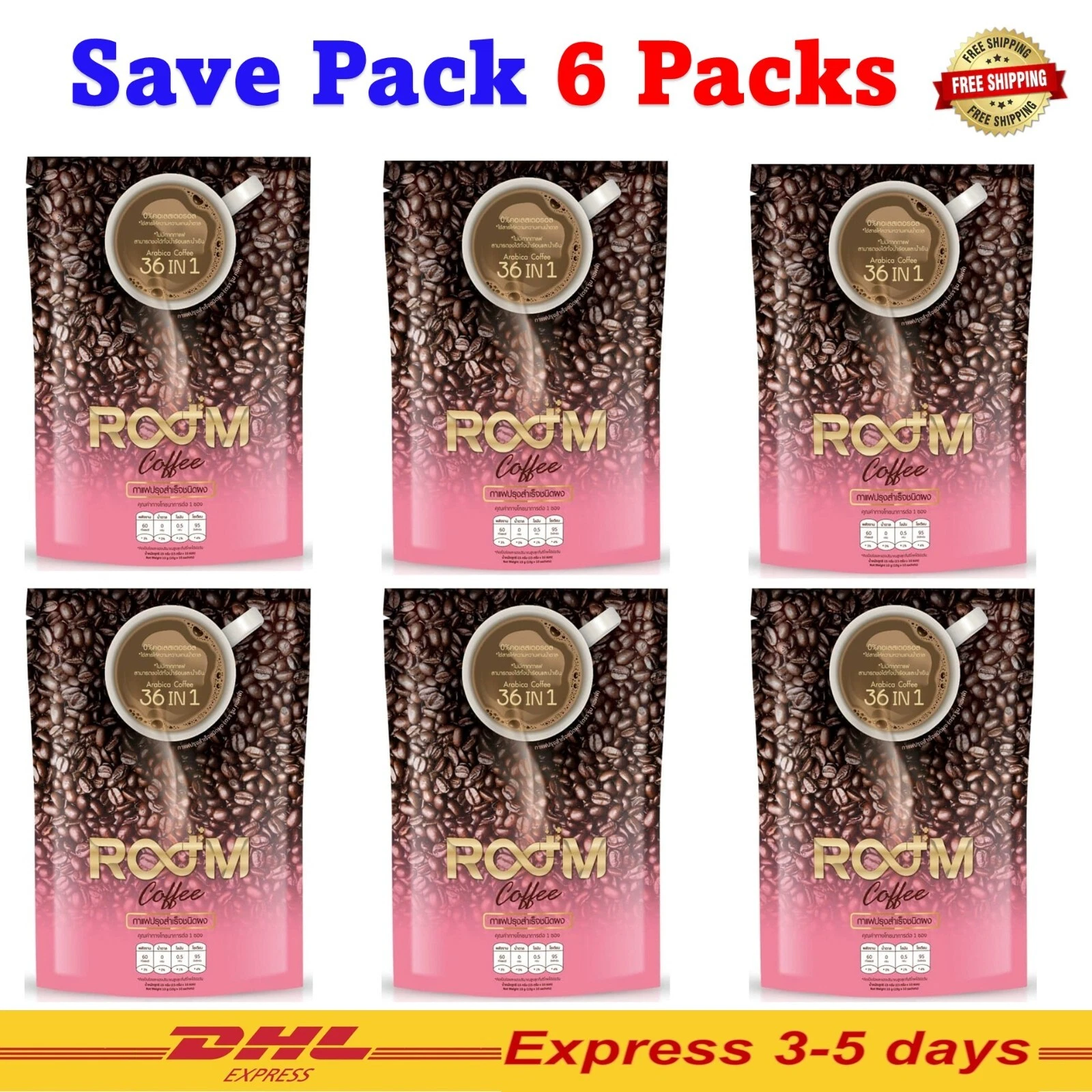 6x Room Boom Arabica Coffee 36IN1 Slim Fit Weight Loss Collagen Fiber Slim Shape