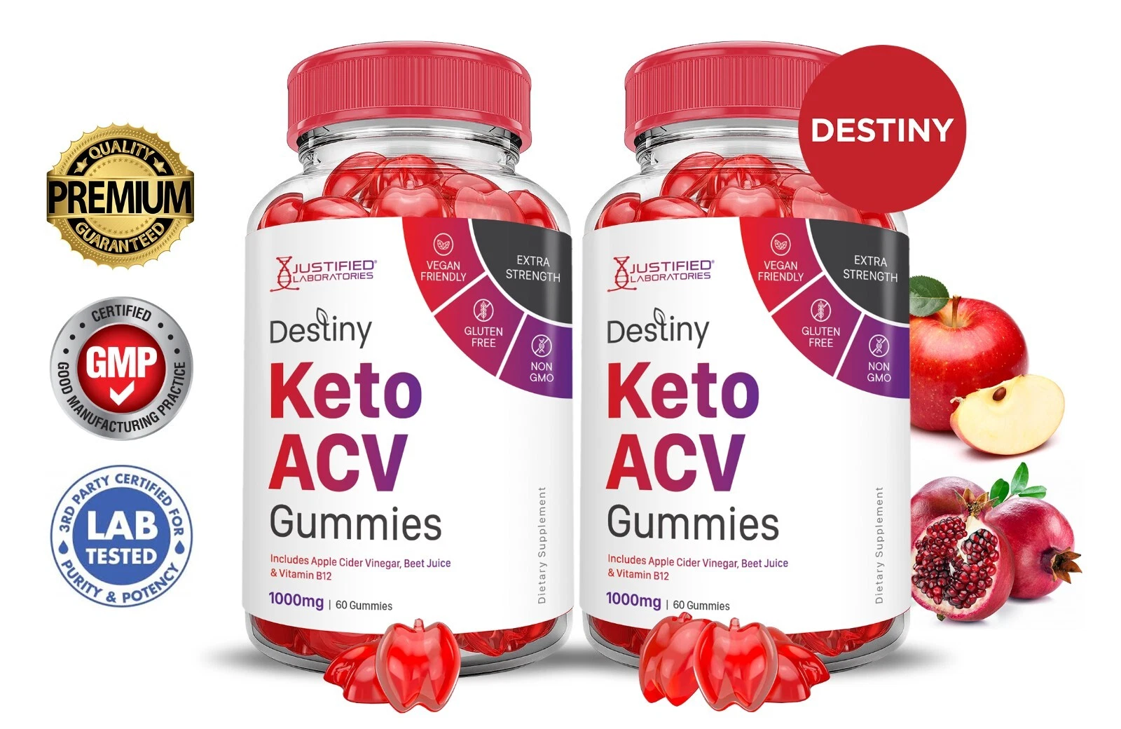 Destiny Keto ACV Gummies 1000MG Apple Cider Vinegar 120 Gummys