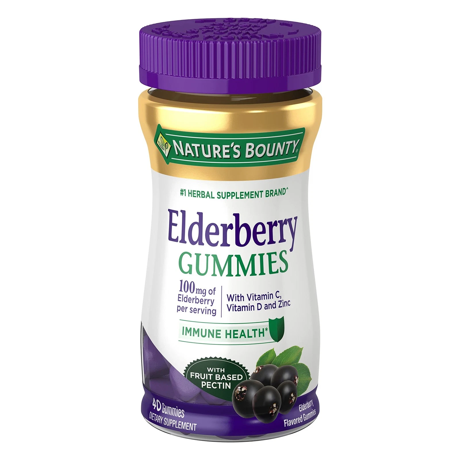 2pk Nature's Bounty Elderberry Gummies Vitamin a C D E and Zinc 074312004995ws