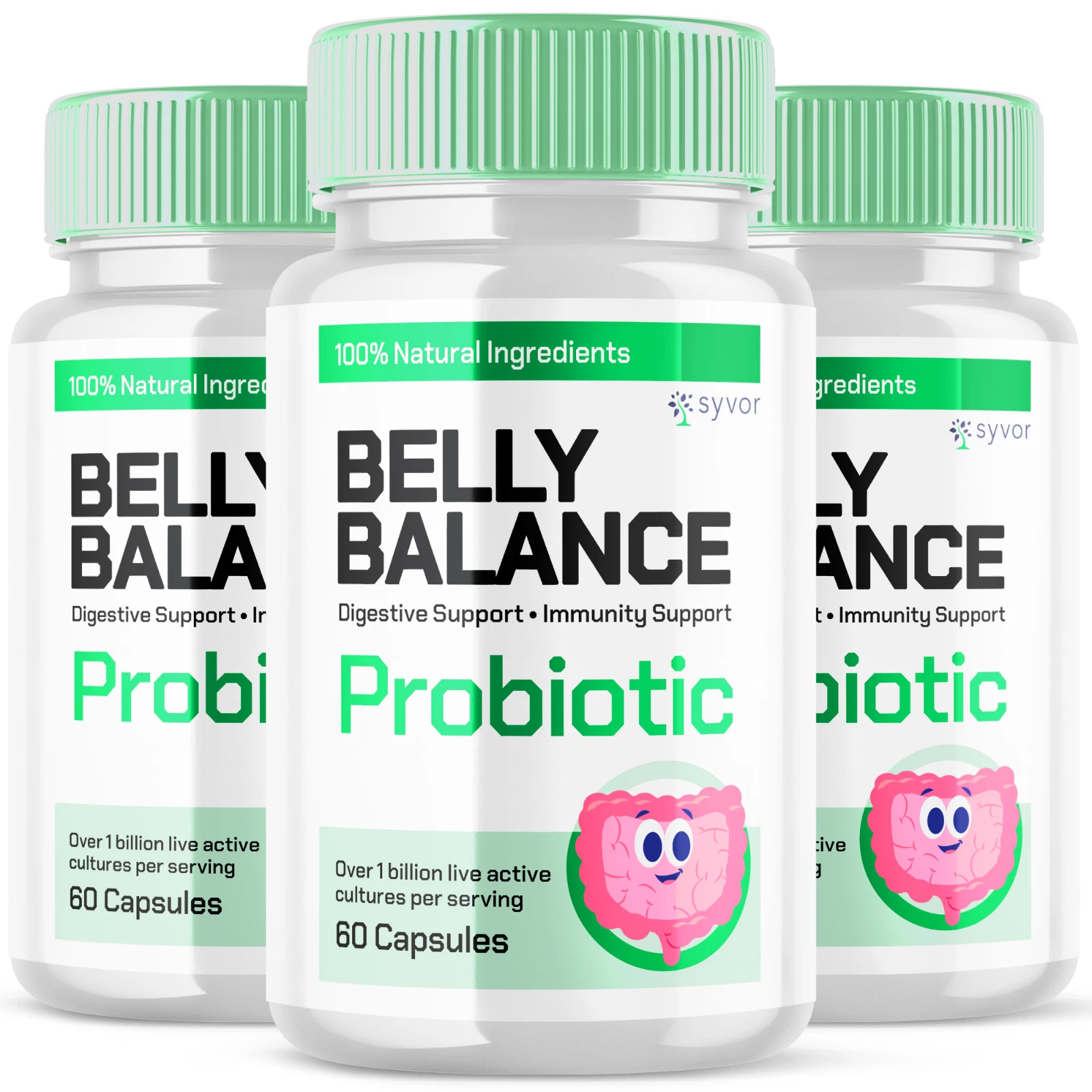 Belly Balance Advanced Digestive Support Probiotics Gut Supplement, 180 Capsules