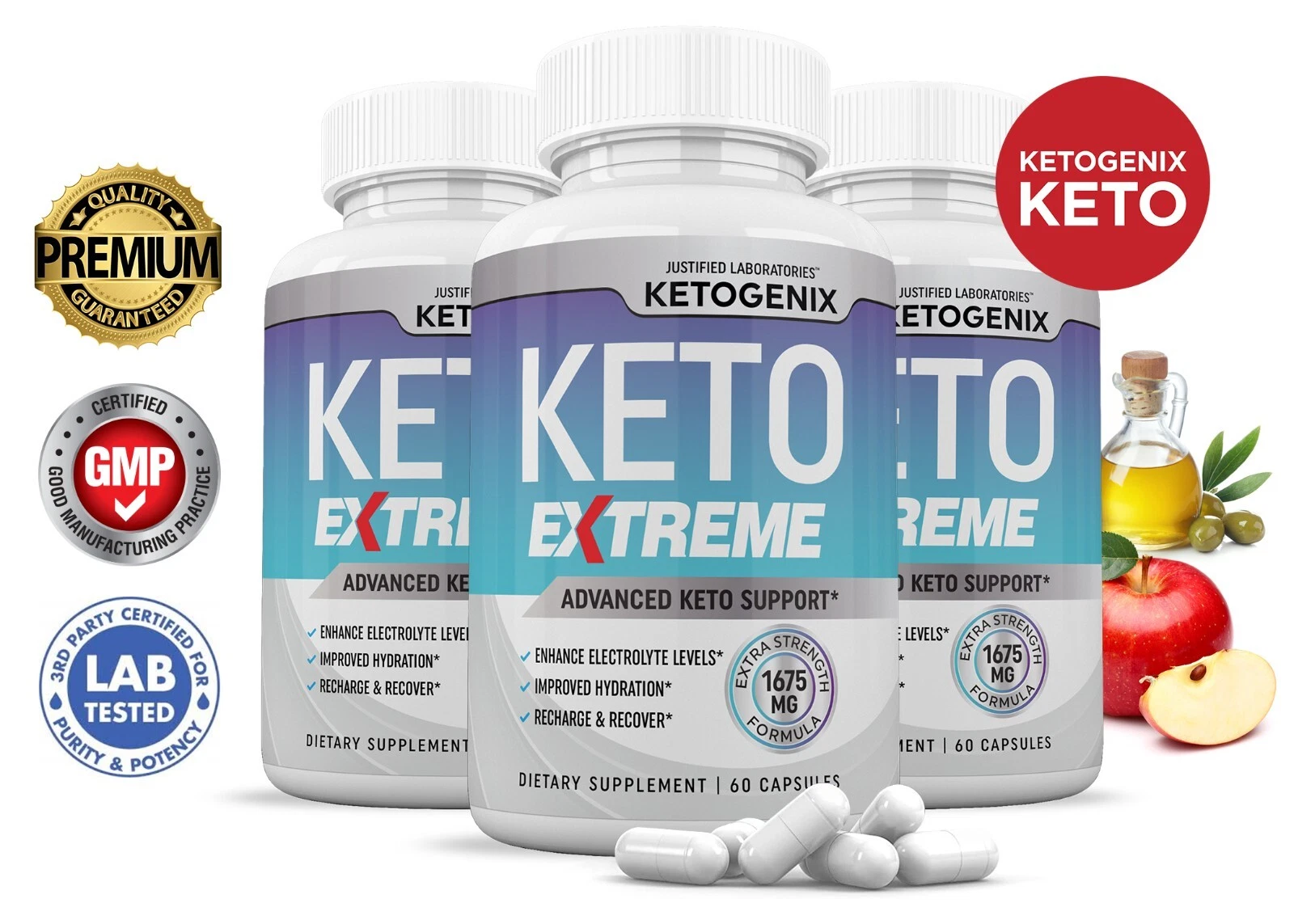 Ketogenix Keto ACV Pills Extreme 1675MG New Improved Formula 3 Pack