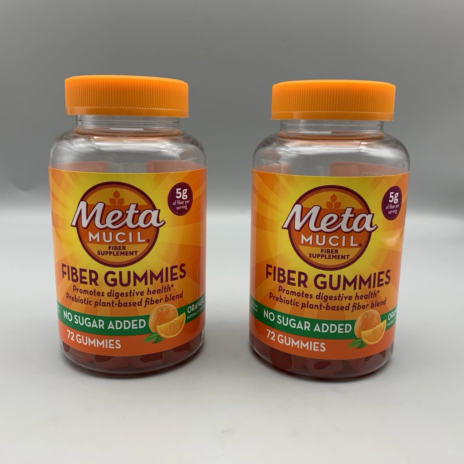 2 Pks Metamucil Fiber Sugar Free Orange Gummies Supplement 72 Ct Exp 05/2027