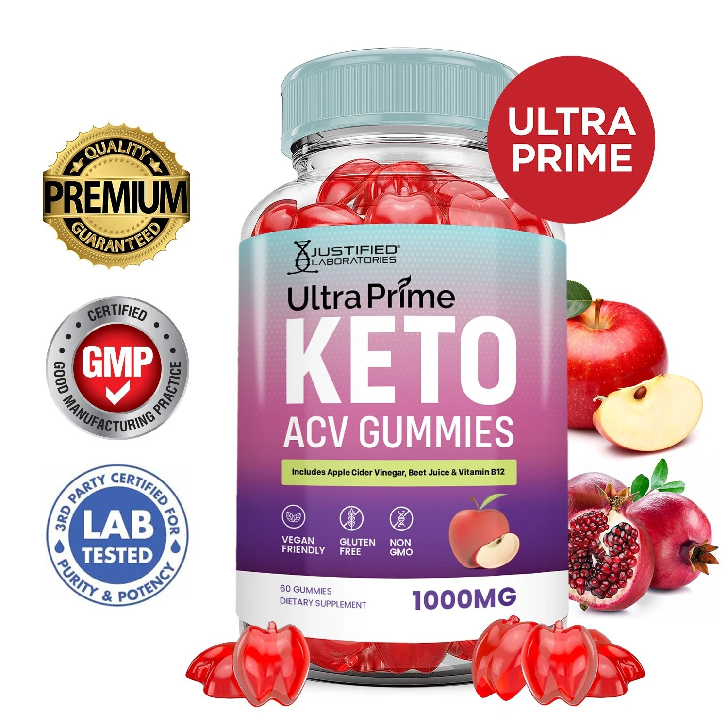 Ultra Prime Keto ACV Gummies 1000MG Apple Cider Vinegar 60 Gummys