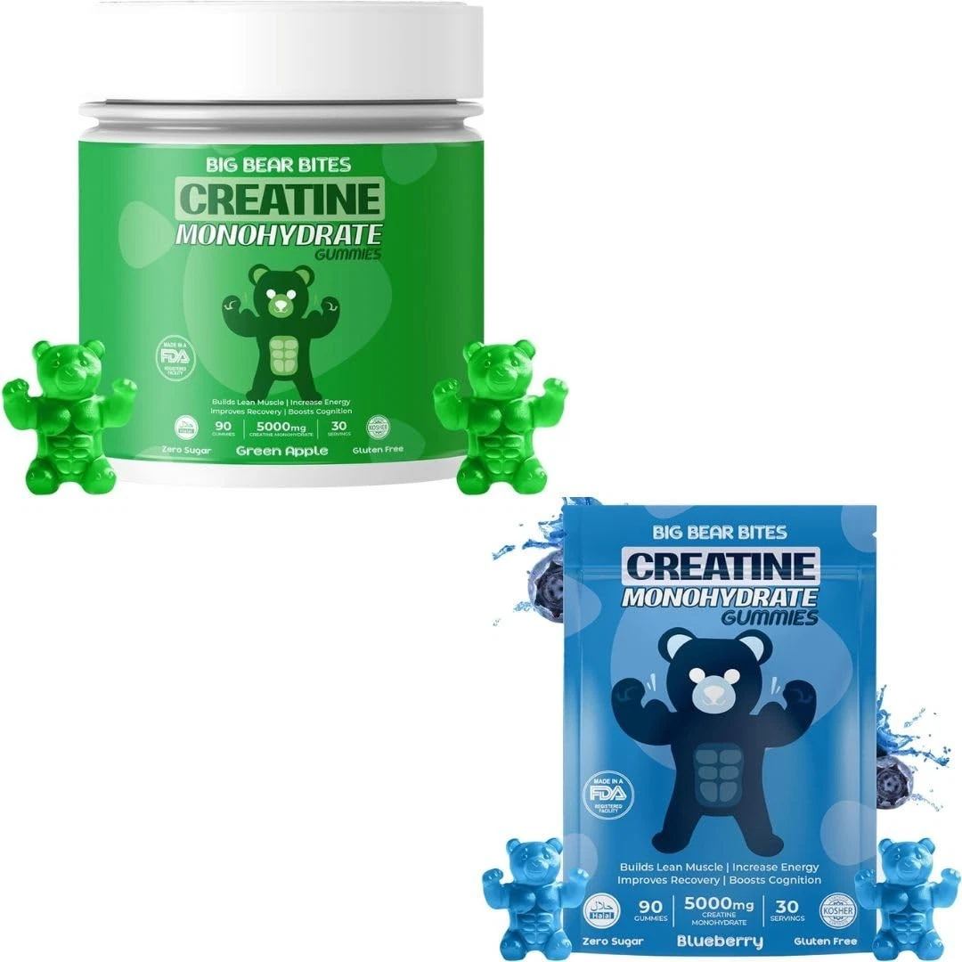 Creatine Monohydrate Gummies Pouch & Bottle Bundle for Men & Women | 5000mg of