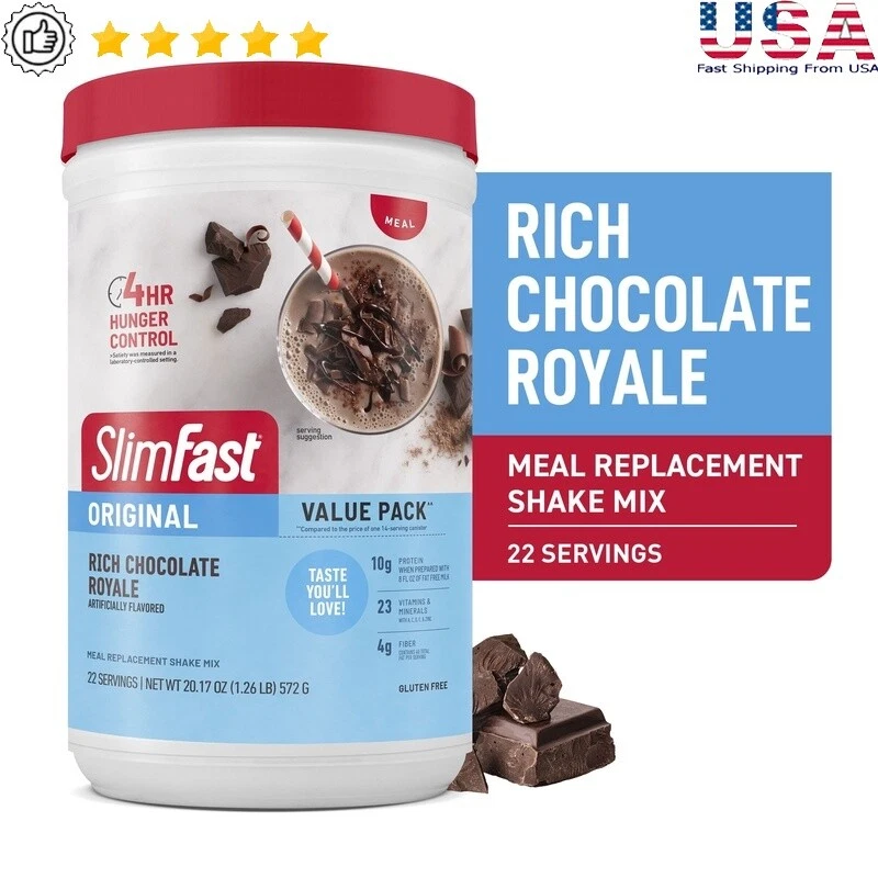 Meal Replacement Shake Rich Chocolate 22 Servings Protein Vitamins Gluten Free