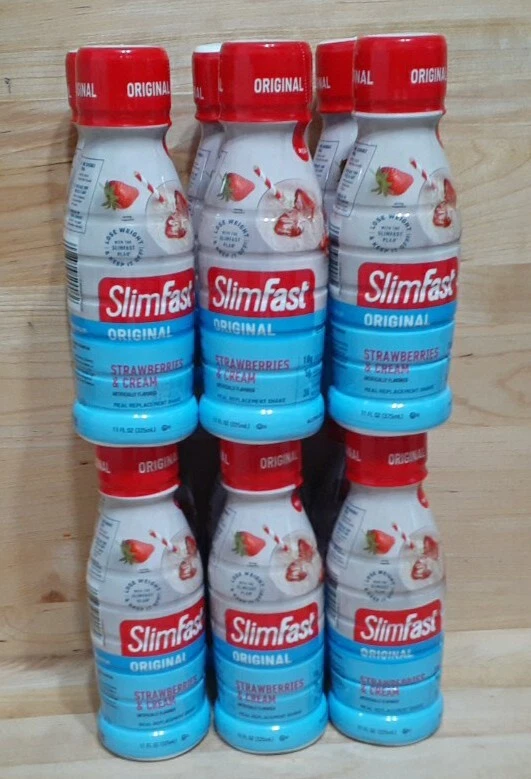 12 PACK: SlimFast Meal Replacement Shake Original strawberries/cream 11oz FIBER